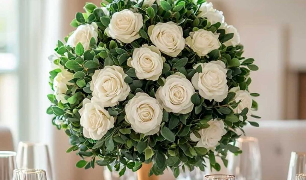 Centros de mesa bodas con rosas blancas